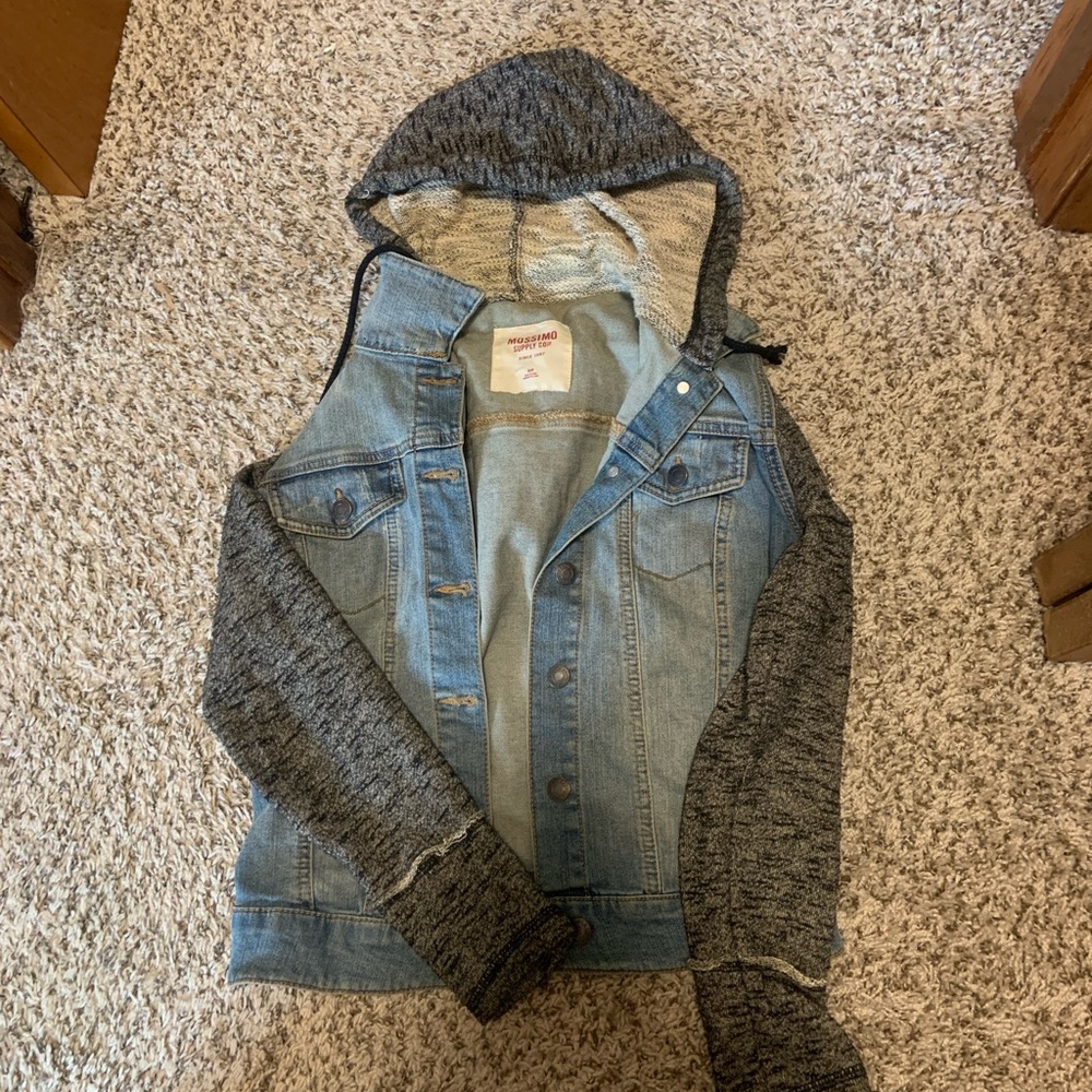 Distressed Hooded Jean Jacket